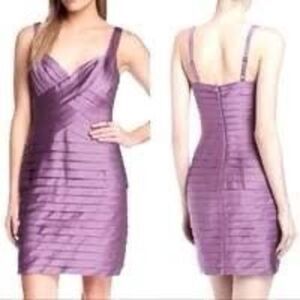 BCBG Max Azria Women’s Size 12 Mitzi Bandage Dress Purple Strappy Silky Zip Up